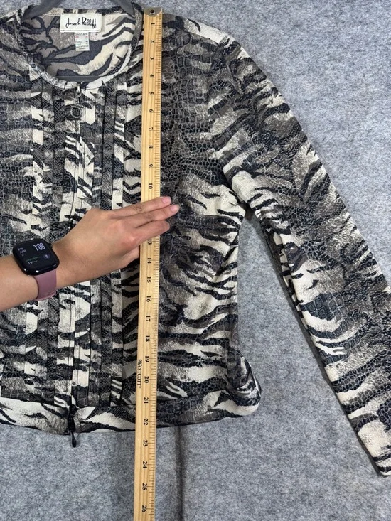 Vintage Joseph Ribkoff Animal Print Zip Up Cardigan Size 10 Maximalist Eclectic - Picture 12 of 16